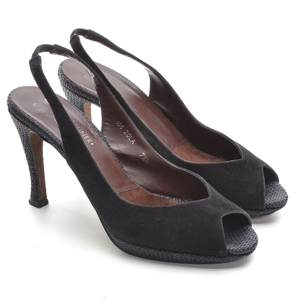 Donald J Pliner Zola Black Suede Slingback Pump 7.5 M